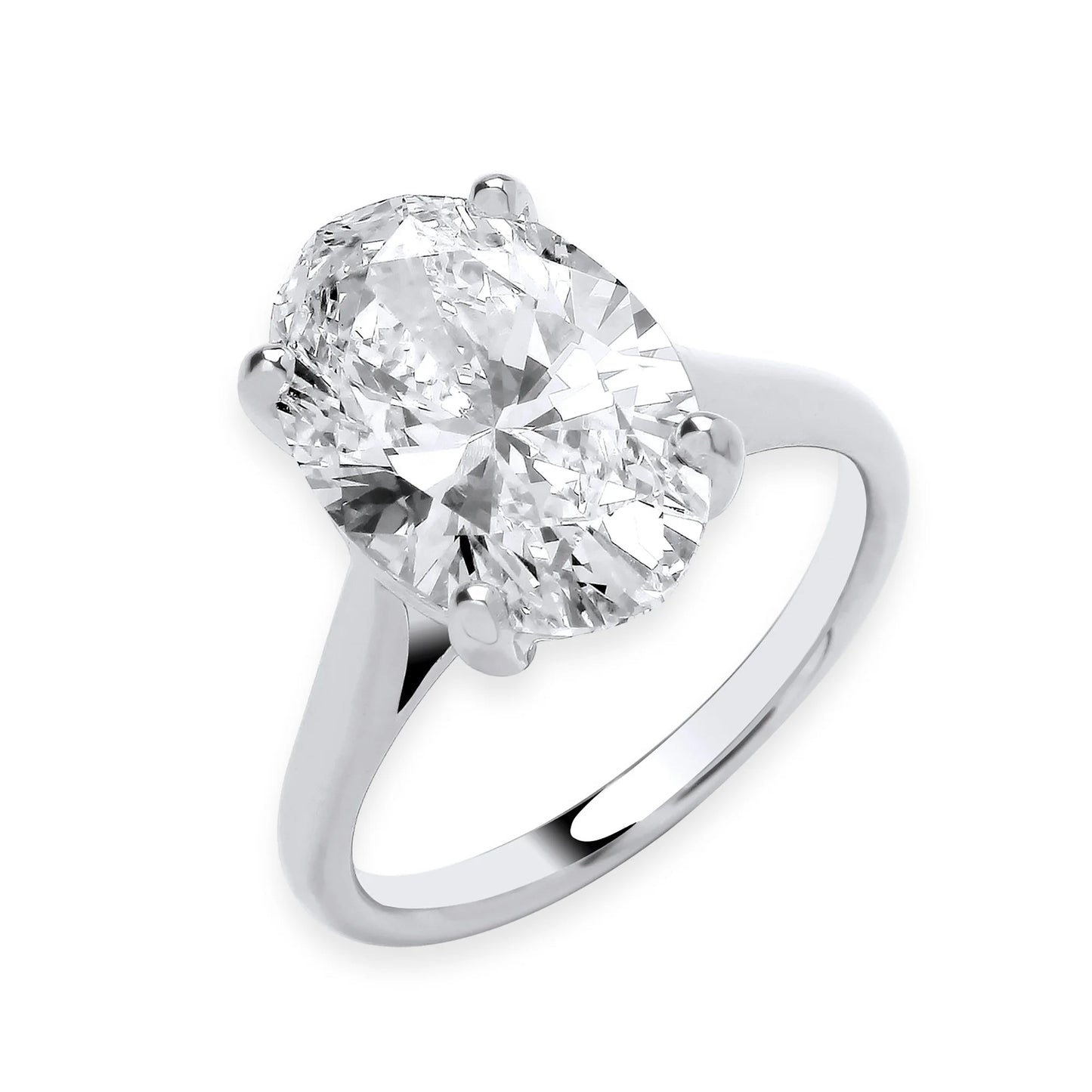 5.00ct Oval Cut Solitaire Engagement Ring - D/E, VVS/VS - IGI - 18ct White Gold