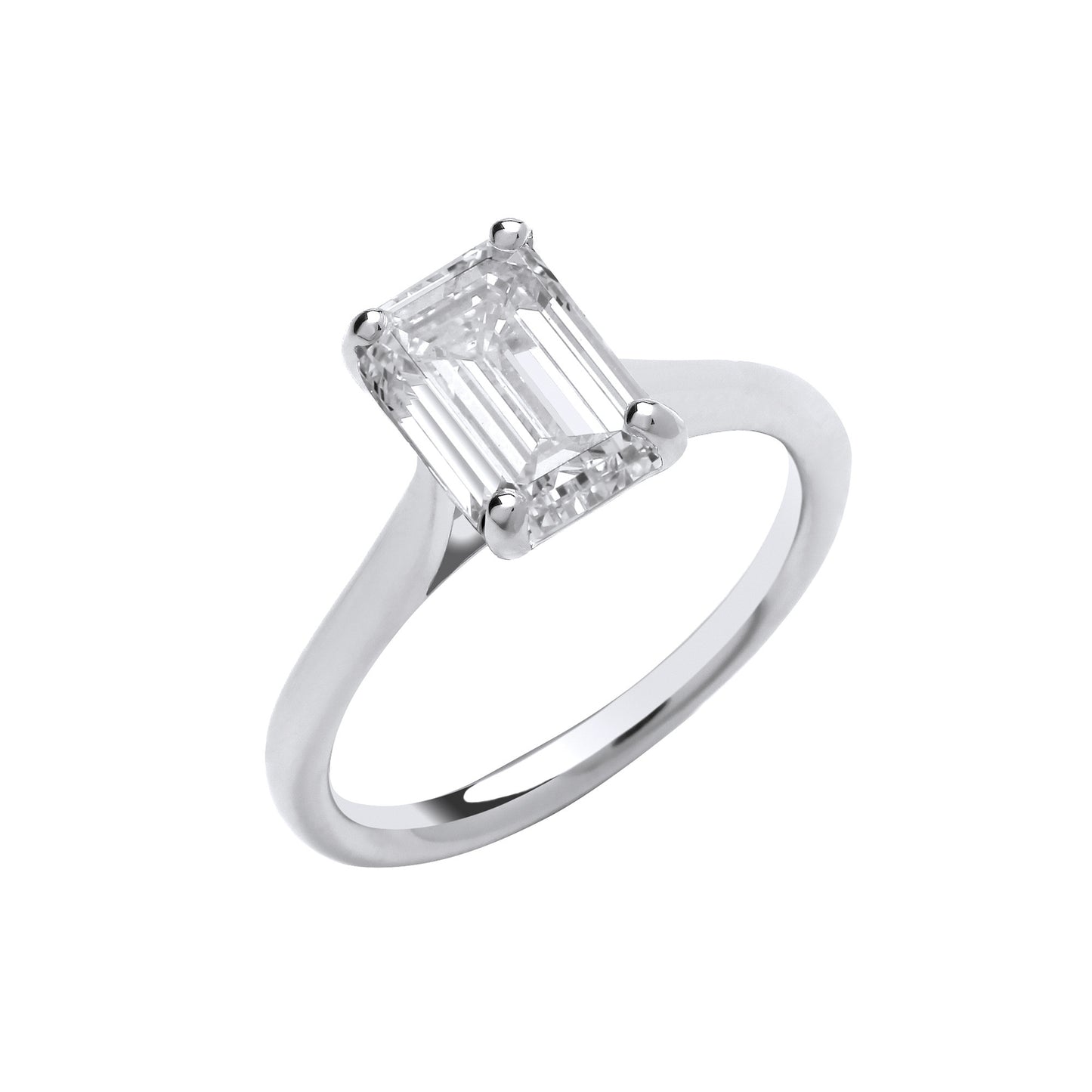 2.00ct Emerald Cut Solitaire Engagement Ring - D/E, VVS/VS - IGI - 18ct White Gold