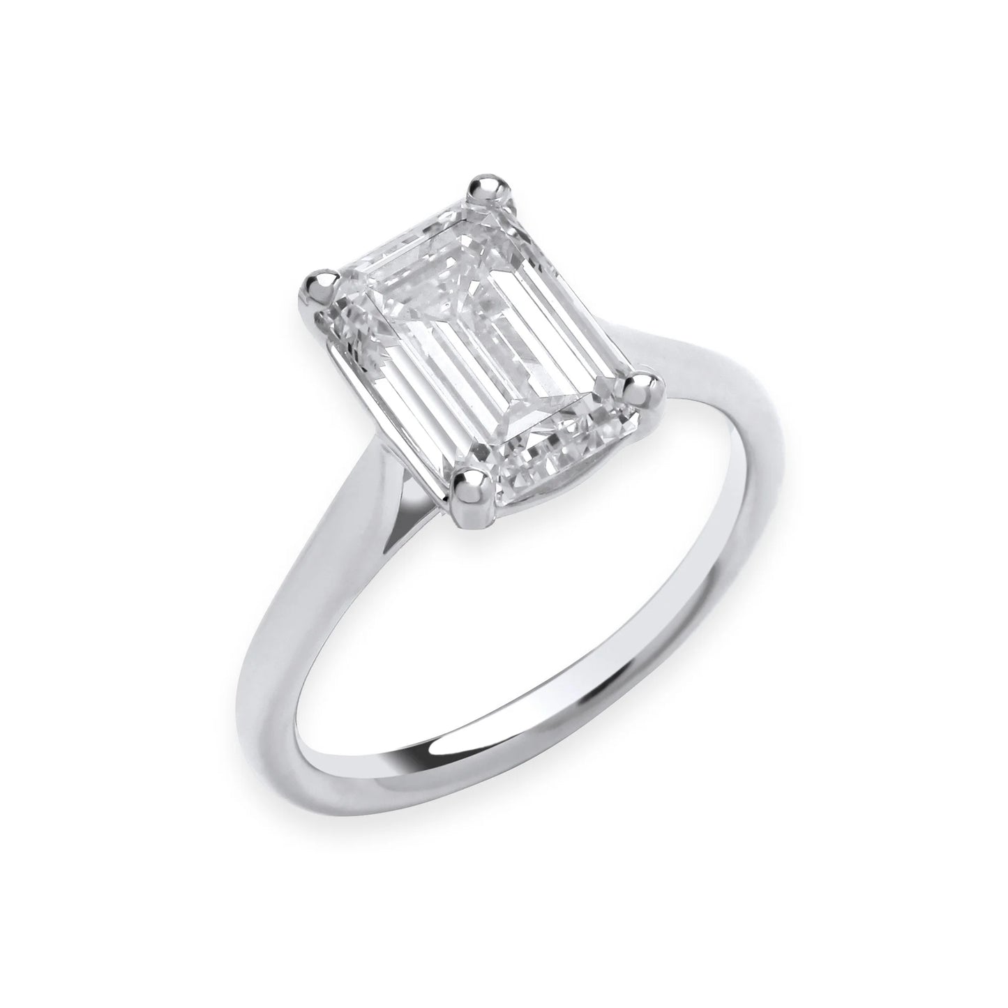 3.00ct Emerald Cut Solitaire Engagement Ring - D/E, VVS/VS - IGI - 18ct White Gold