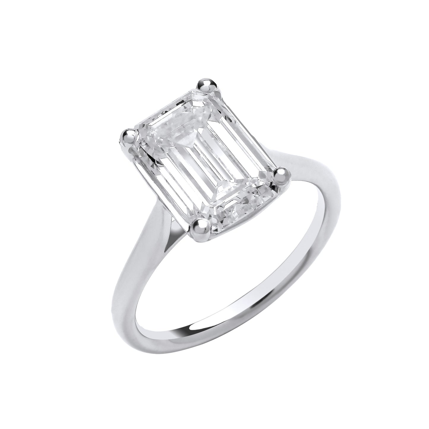 4.00ct Emerald Cut Solitaire Engagement Ring - D/E, VVS/VS - IGI - 18ct White Gold