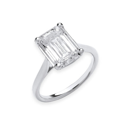 4.00ct Emerald Cut Solitaire Engagement Ring - D/E, VVS/VS - IGI - 18ct White Gold
