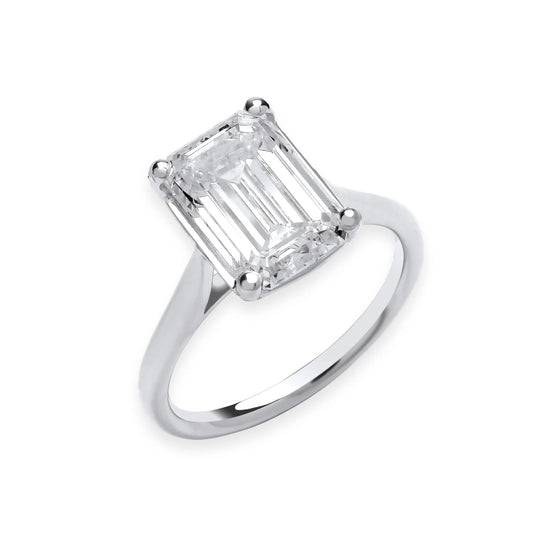 4.00ct Emerald Cut Solitaire Engagement Ring - D/E, VVS/VS - IGI - 18ct White Gold