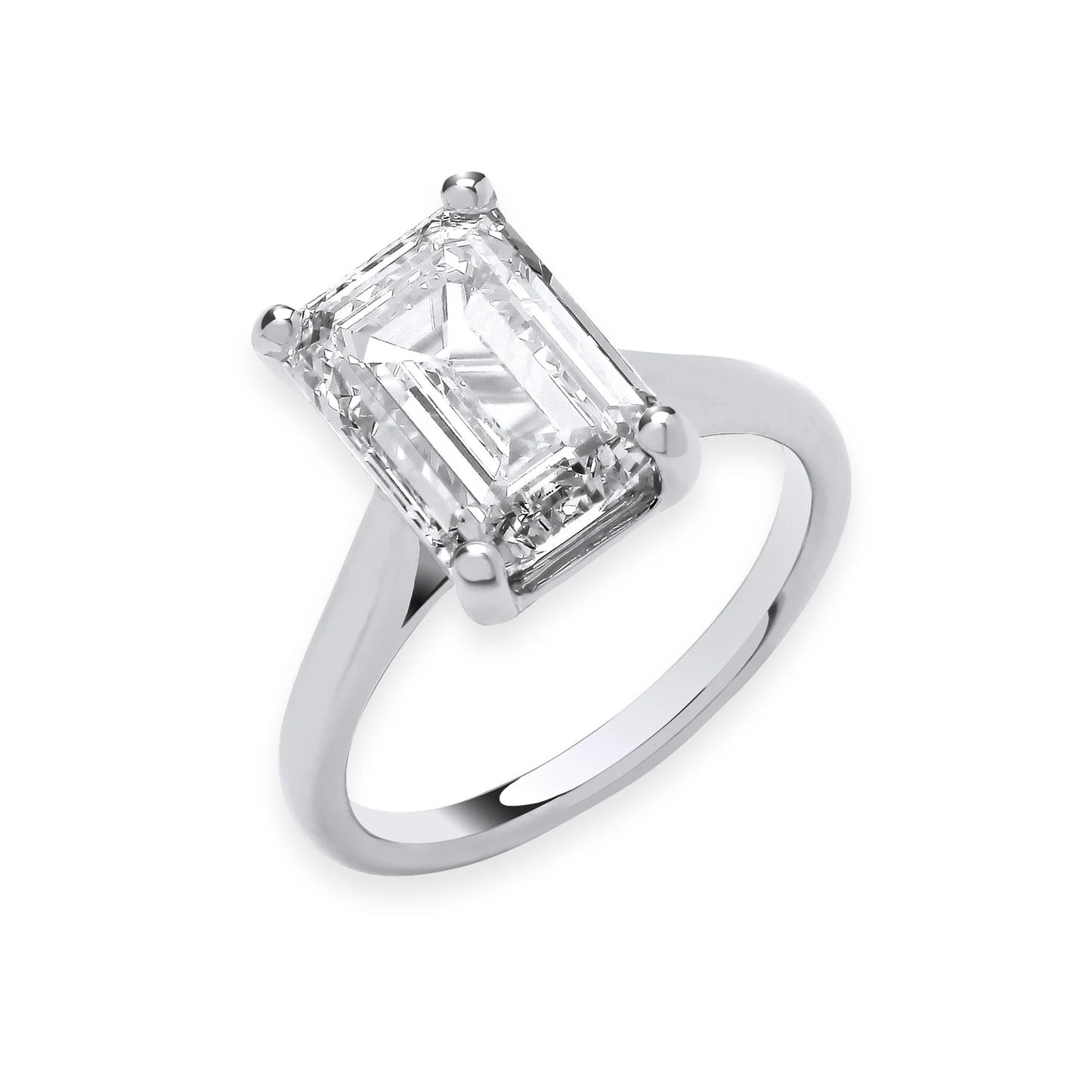 5.00ct Emerald Cut Solitaire Engagement Ring - D/E, VVS/VS - IGI - 18ct White Gold