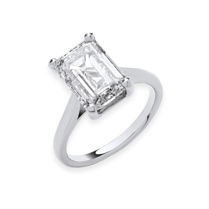 5.00ct Emerald Cut Solitaire Engagement Ring - D/E, VVS/VS - IGI - 18ct White Gold