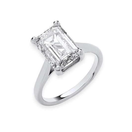5.00ct Emerald Cut Solitaire Engagement Ring - D/E, VVS/VS - IGI - 18ct White Gold