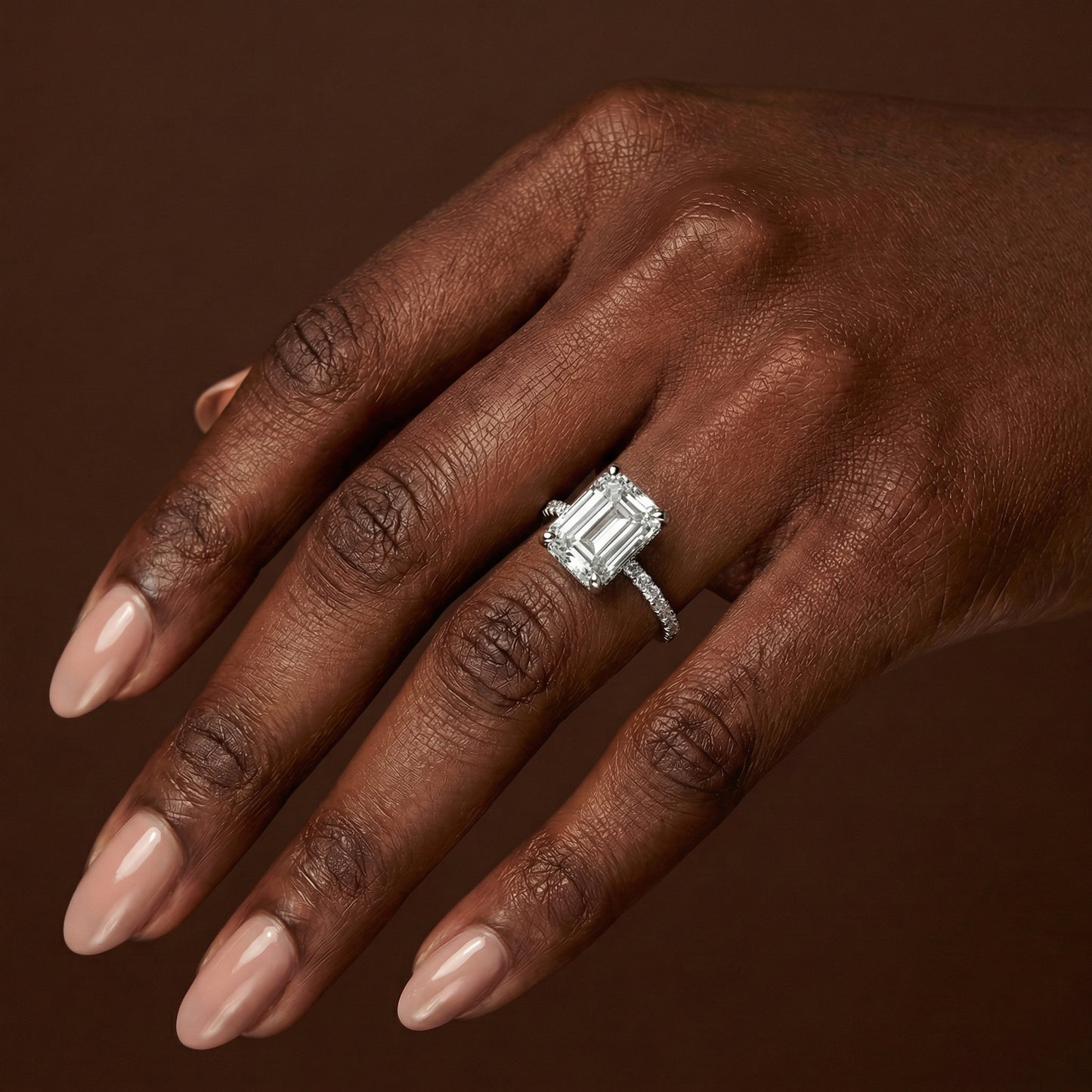 2.25ct Emerald Cut Hidden Halo & Diamond Shoulder Engagement Ring - D/E, VVS/VS - IGI - 18ct White Gold