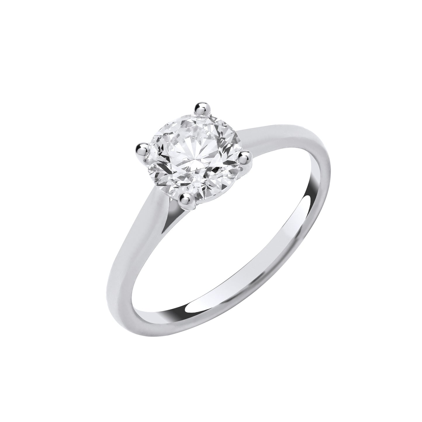 2.00ct Round Brilliant Cut Solitaire Engagement Ring - D/E, VVS/VS - IGI - 18ct White Gold