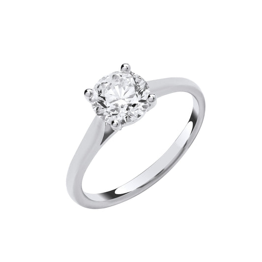 2.00ct Round Brilliant Cut Solitaire Engagement Ring - D/E, VVS/VS - IGI - 18ct White Gold