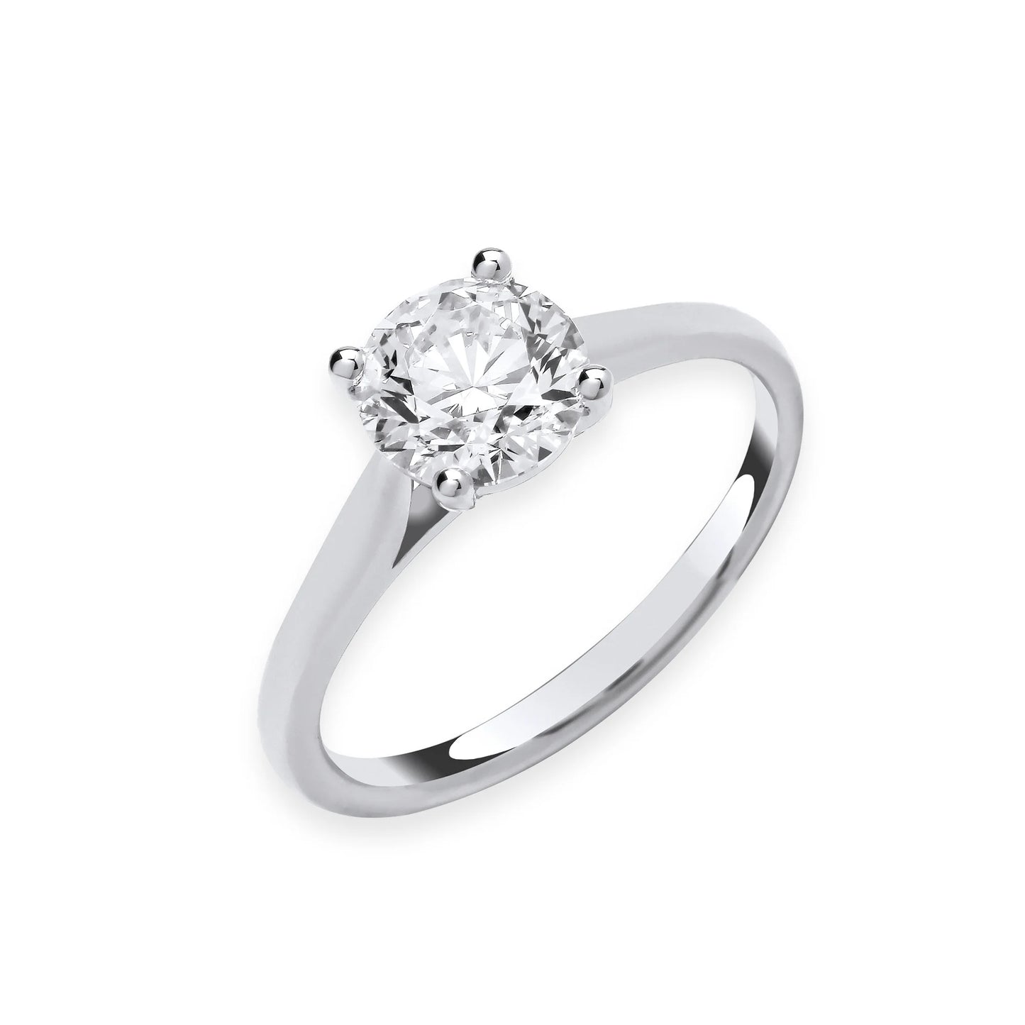 2.00ct Round Brilliant Cut Solitaire Engagement Ring - D/E, VVS/VS - IGI - 18ct White Gold