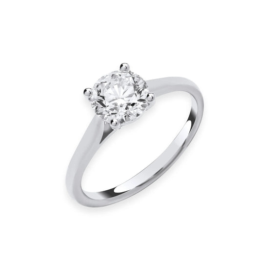 2.00ct Round Brilliant Cut Solitaire Engagement Ring - D/E, VVS/VS - IGI - 18ct White Gold