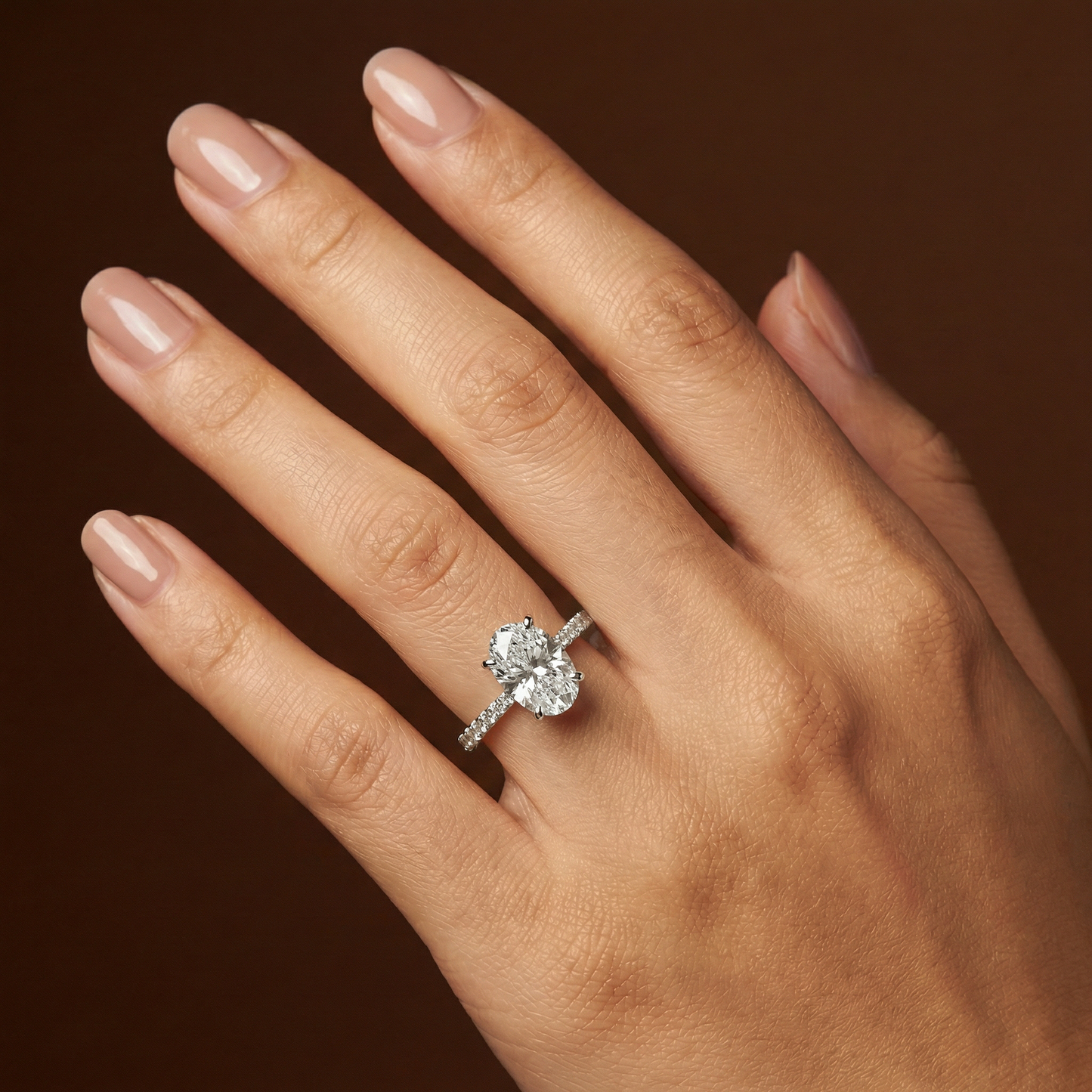 2.24ct Oval Cut Hidden Halo & Diamond Shoulder Engagement Ring - D/E, VVS/VS - IGI - 18ct White Gold