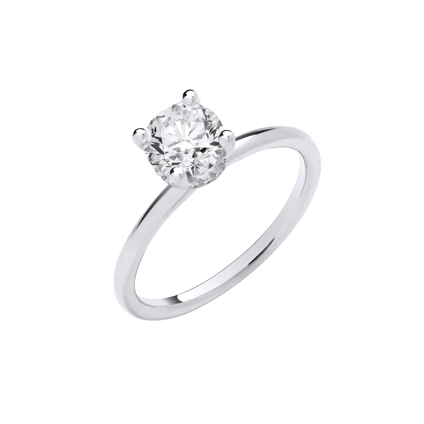 1.05ct Round Brilliant Cut Hidden Halo Solitaire Engagement Ring - D/E, VVS/VS - IGI - 18ct White Gold