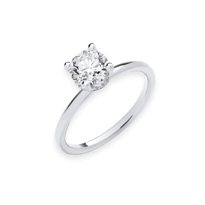 1.05ct Round Brilliant Cut Hidden Halo Solitaire Engagement Ring - D/E, VVS/VS - IGI - 18ct White Gold