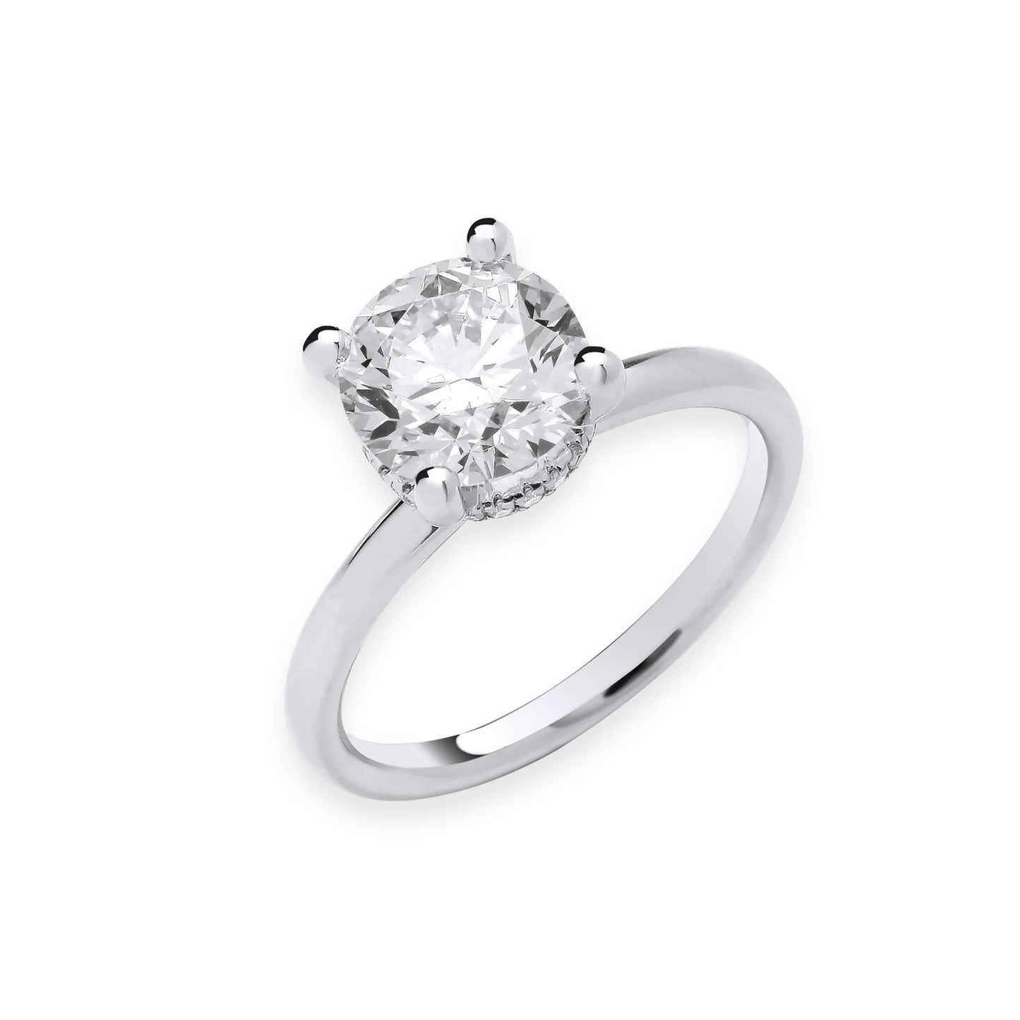2.07ct Round Brilliant Cut Hidden Halo Solitaire Engagement Ring - D/E, VVS/VS - IGI - 18ct White Gold