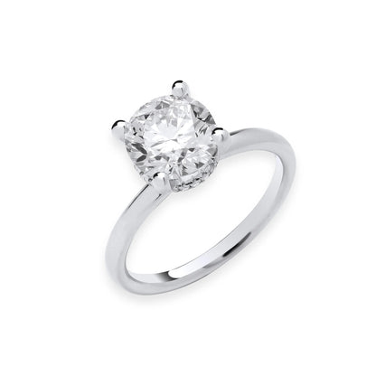 2.07ct Round Brilliant Cut Hidden Halo Solitaire Engagement Ring - D/E, VVS/VS - IGI - 18ct White Gold