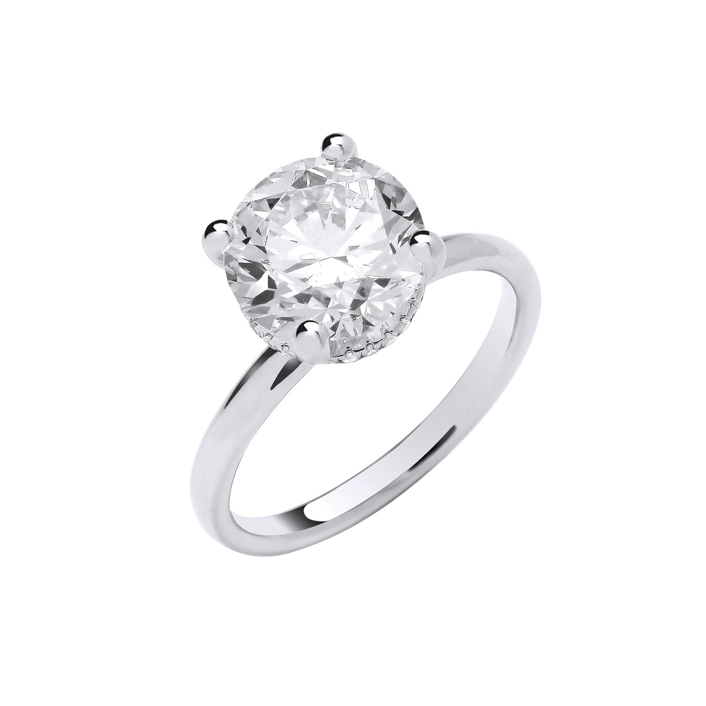 3.08ct Round Brilliant Cut Hidden Halo Solitaire Engagement Ring - D/E, VVS/VS - IGI - 18ct White Gold
