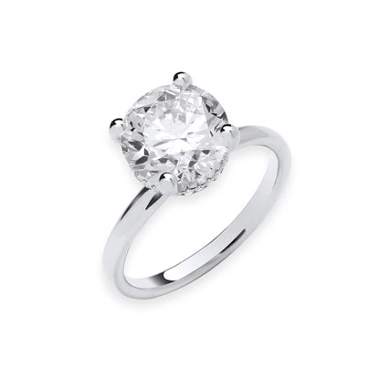 3.08ct Round Brilliant Cut Hidden Halo Solitaire Engagement Ring - D/E, VVS/VS - IGI - 18ct White Gold