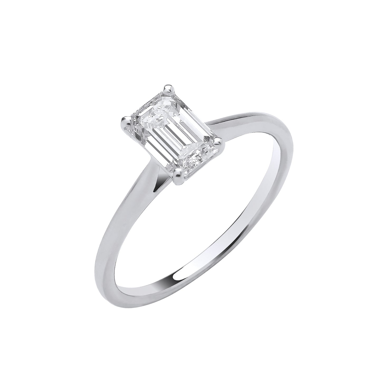 1.00ct Emerald Cut Solitaire Engagement Ring - D/E, VVS/VS - IGI - 18ct White Gold