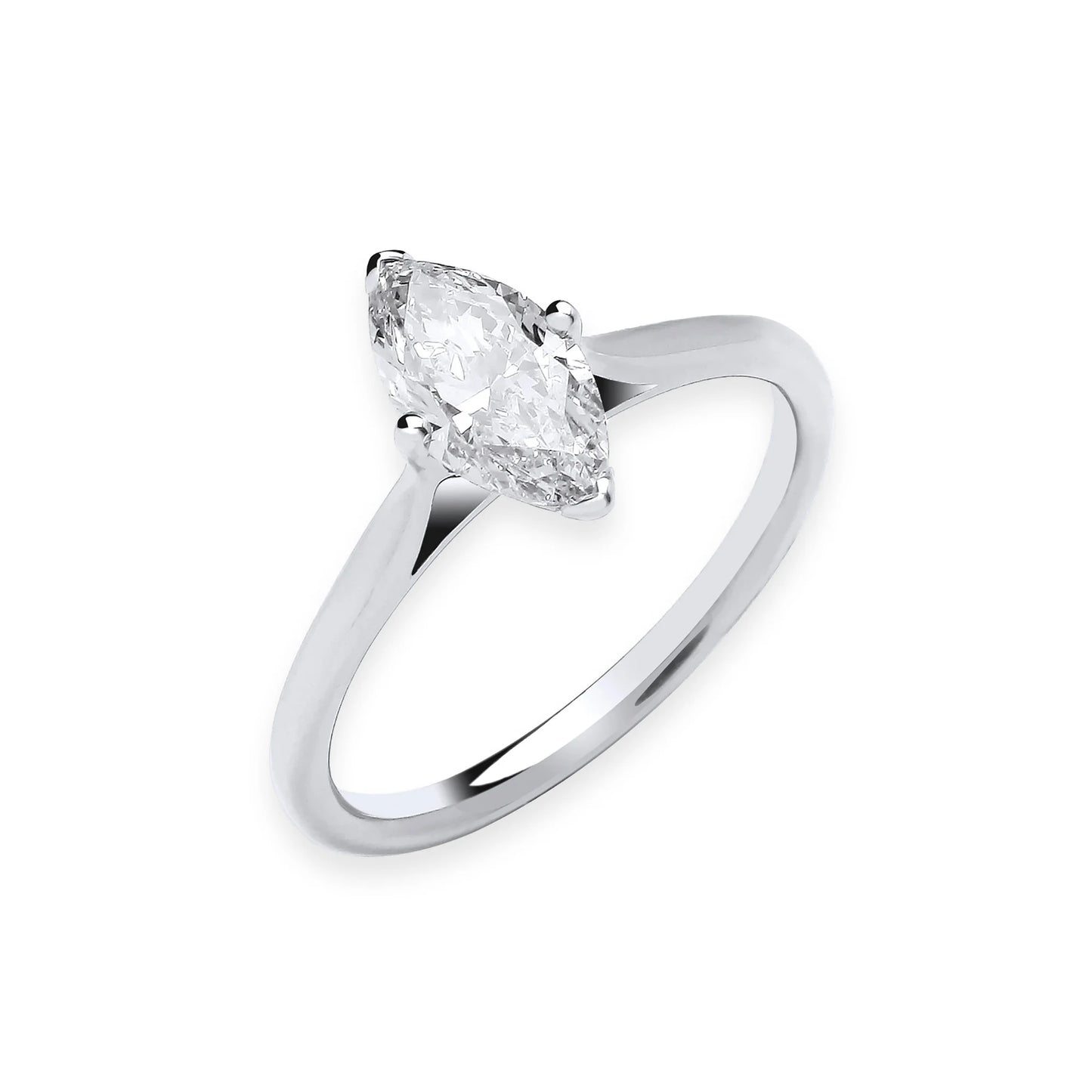1.00ct Marquise Cut Solitaire Engagement Ring - D/E, VVS/VS - IGI - 18ct White Gold