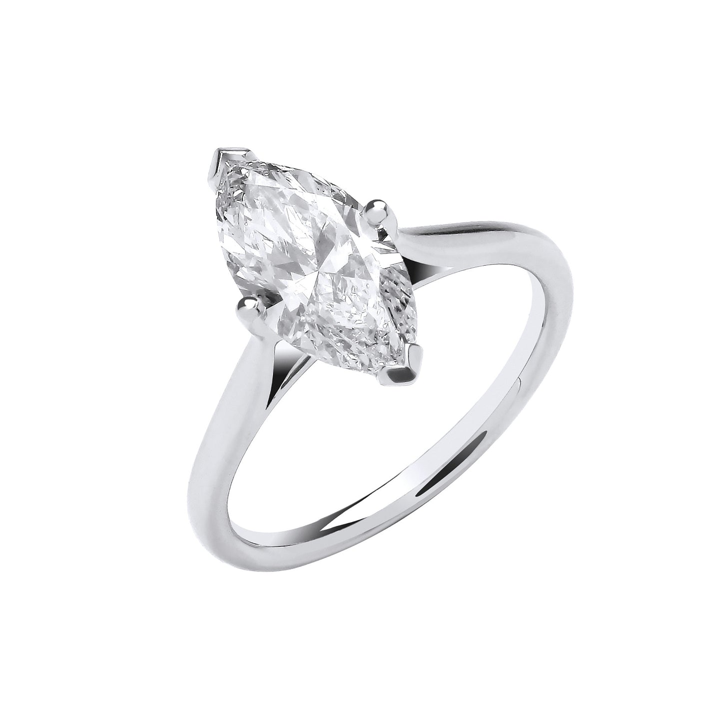 2.00ct Marquise Cut Solitaire Engagement Ring - D/E, VVS/VS - IGI - 18ct White Gold