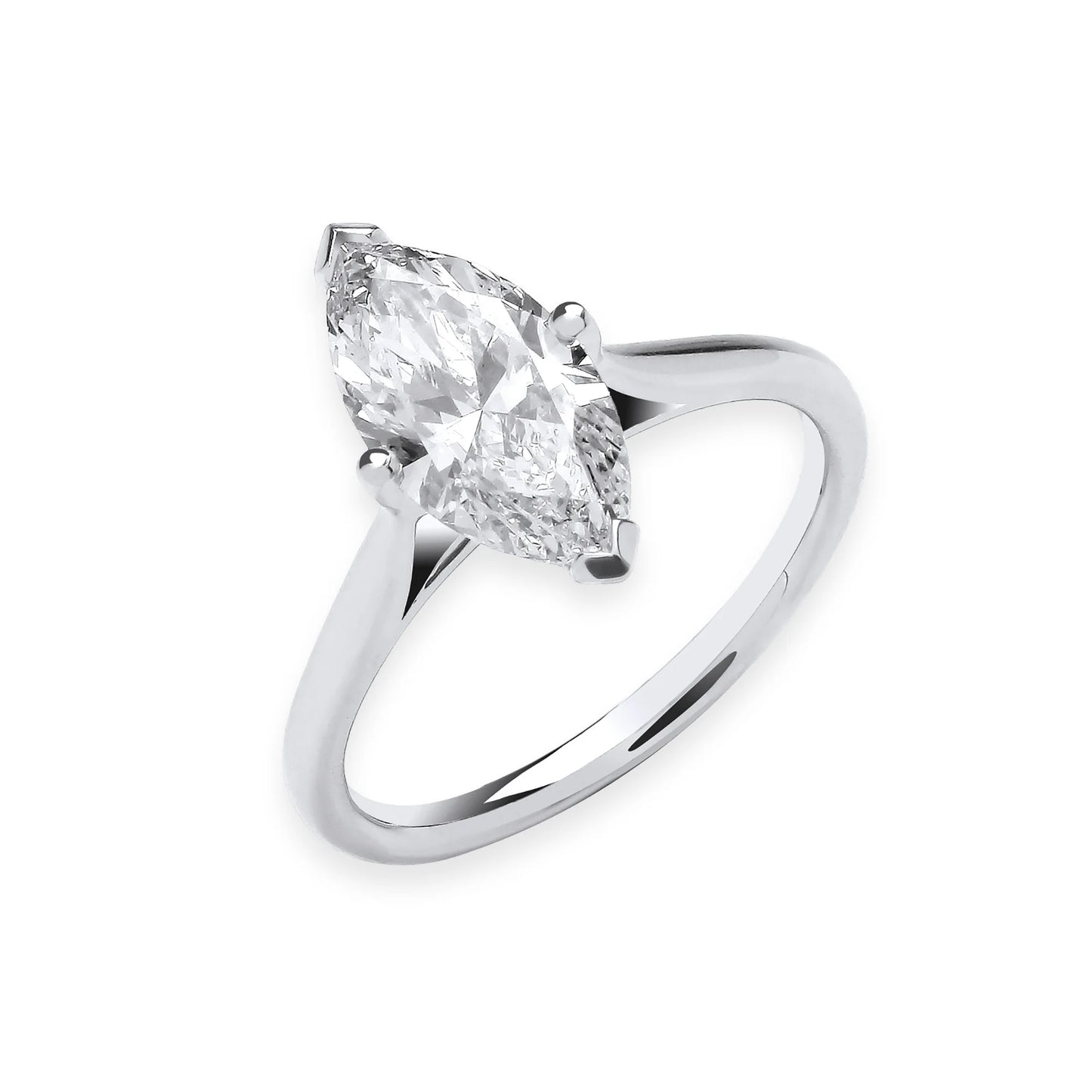 2.00ct Marquise Cut Solitaire Engagement Ring - D/E, VVS/VS - IGI - 18ct White Gold