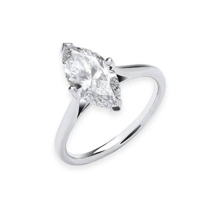 2.00ct Marquise Cut Solitaire Engagement Ring - D/E, VVS/VS - IGI - 18ct White Gold