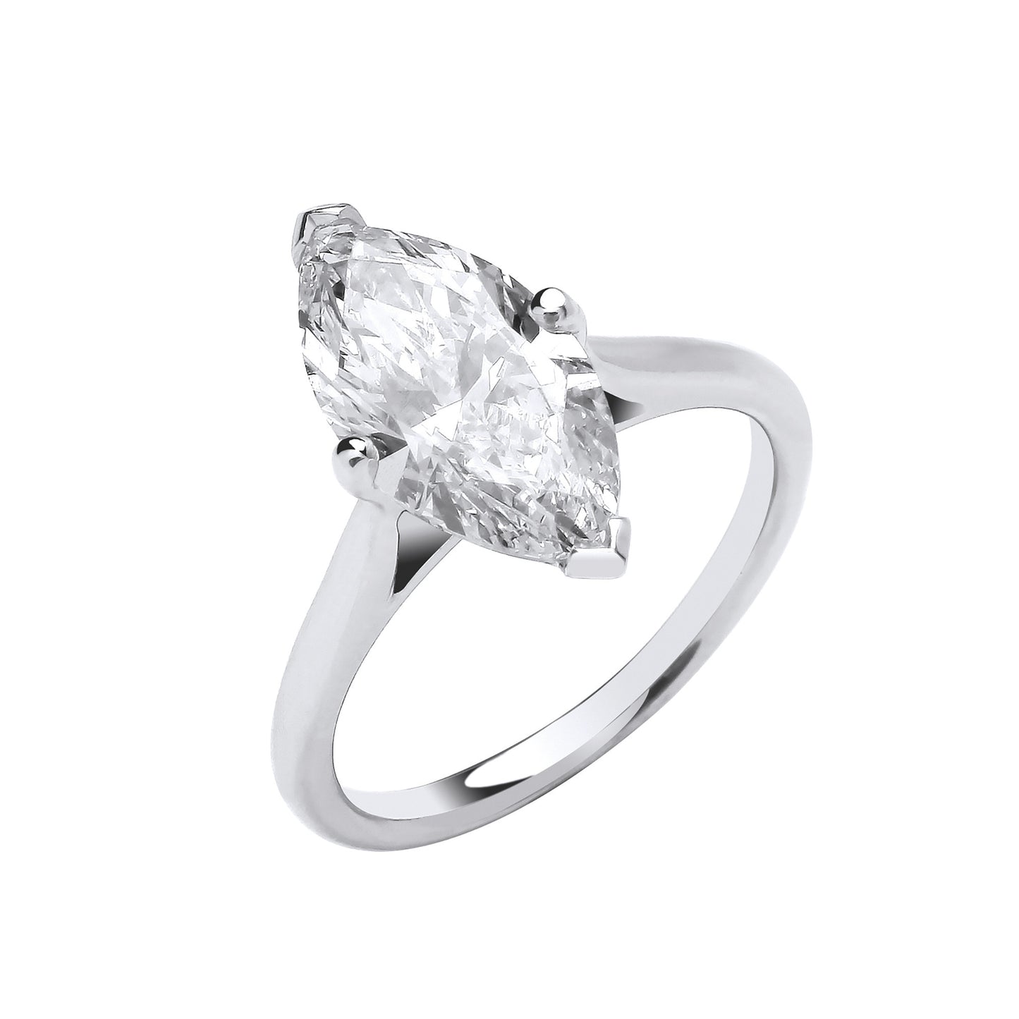 3.00ct Marquise Cut Solitaire Engagement Ring - D/E, VVS/VS - IGI - 18ct White Gold
