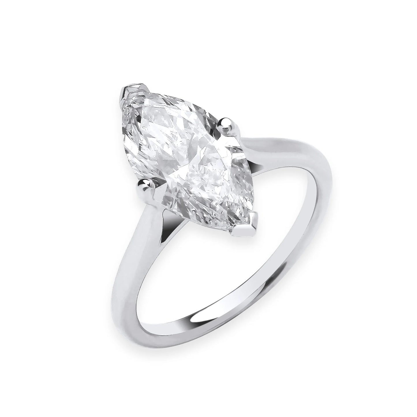 3.00ct Marquise Cut Solitaire Engagement Ring - D/E, VVS/VS - IGI - 18ct White Gold