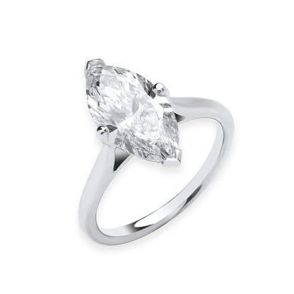 3.00ct Marquise Cut Solitaire Engagement Ring - D/E, VVS/VS - IGI - 18ct White Gold