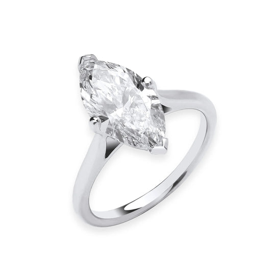3.00ct Marquise Cut Solitaire Engagement Ring - D/E, VVS/VS - IGI - 18ct White Gold