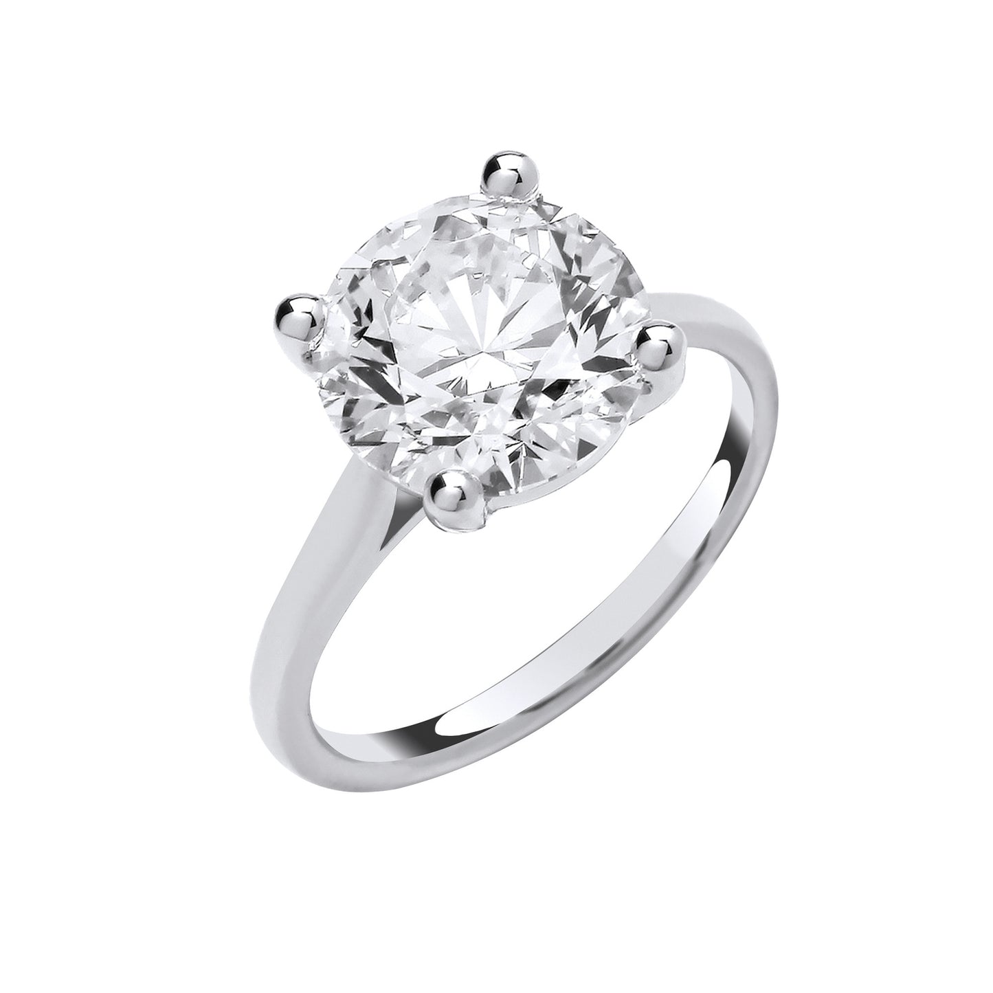 4.00ct Round Brilliant Cut Solitaire Engagement Ring - D/E, VVS/VS - IGI - 18ct White Gold