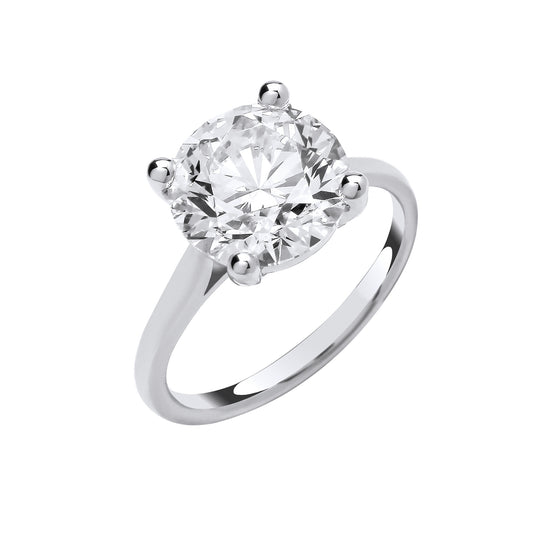 4.00ct Round Brilliant Cut Solitaire Engagement Ring - D/E, VVS/VS - IGI - 18ct White Gold