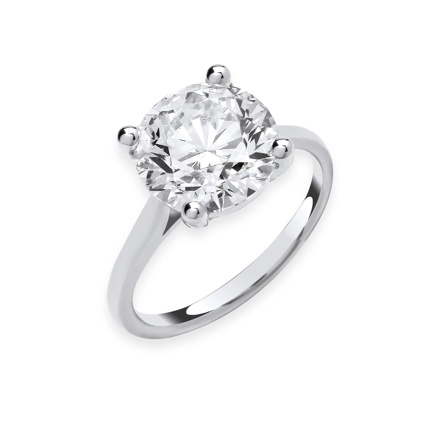 4.00ct Round Brilliant Cut Solitaire Engagement Ring - D/E, VVS/VS - IGI - 18ct White Gold