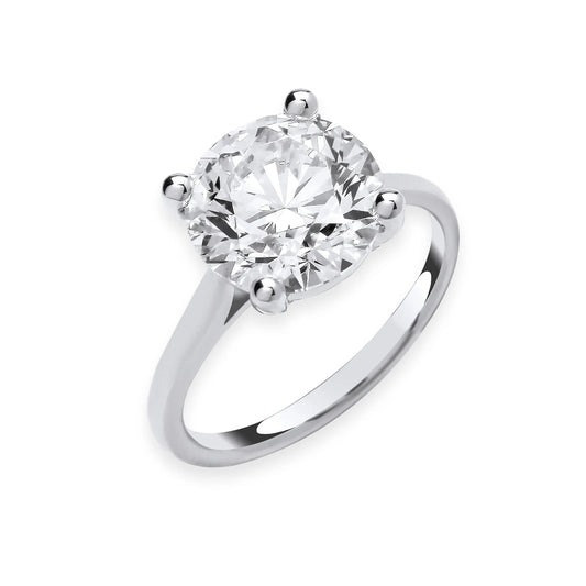4.00ct Round Brilliant Cut Solitaire Engagement Ring - D/E, VVS/VS - IGI - 18ct White Gold