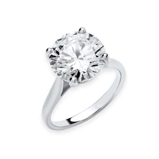 5.00ct Round Brilliant Cut Solitaire Engagement Ring - D/E, VVS/VS - IGI - 18ct White Gold
