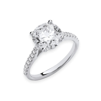 2.17ct Round Brilliant Cut Diamond Shoulder Engagement Ring - D/E, VVS/VS - IGI - 18ct White Gold