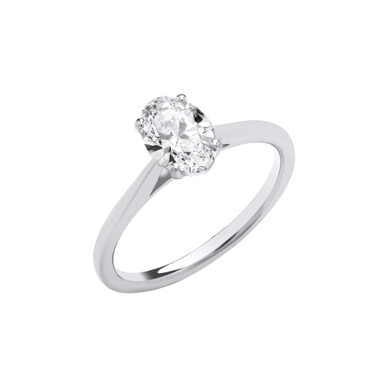 1.00ct Oval Cut Solitaire Engagement Ring - D/E, VVS/VS - IGI - 18ct White Gold