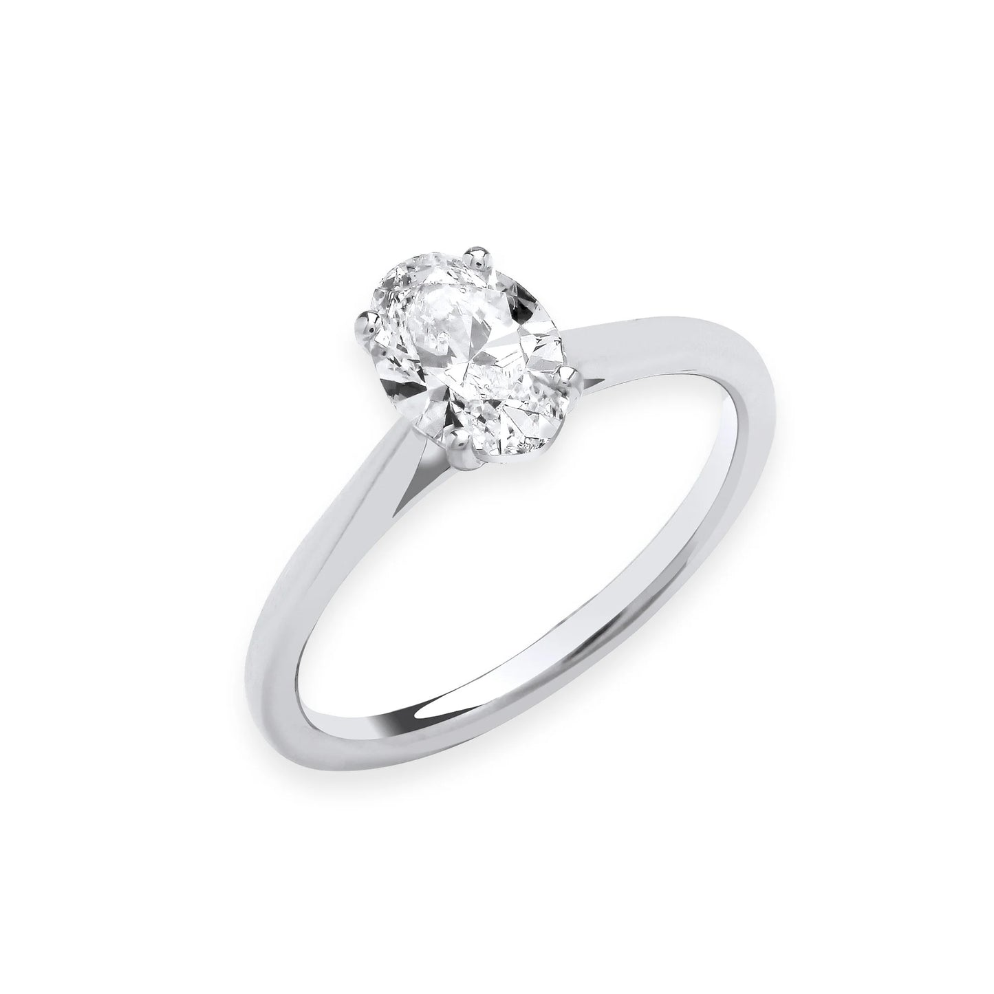 1.00ct Oval Cut Solitaire Engagement Ring - D/E, VVS/VS - IGI - 18ct White Gold