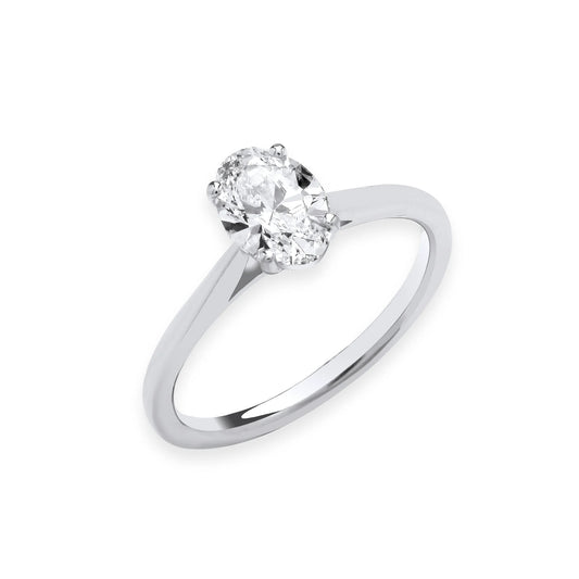 1.00ct Oval Cut Solitaire Engagement Ring - D/E, VVS/VS - IGI - 18ct White Gold