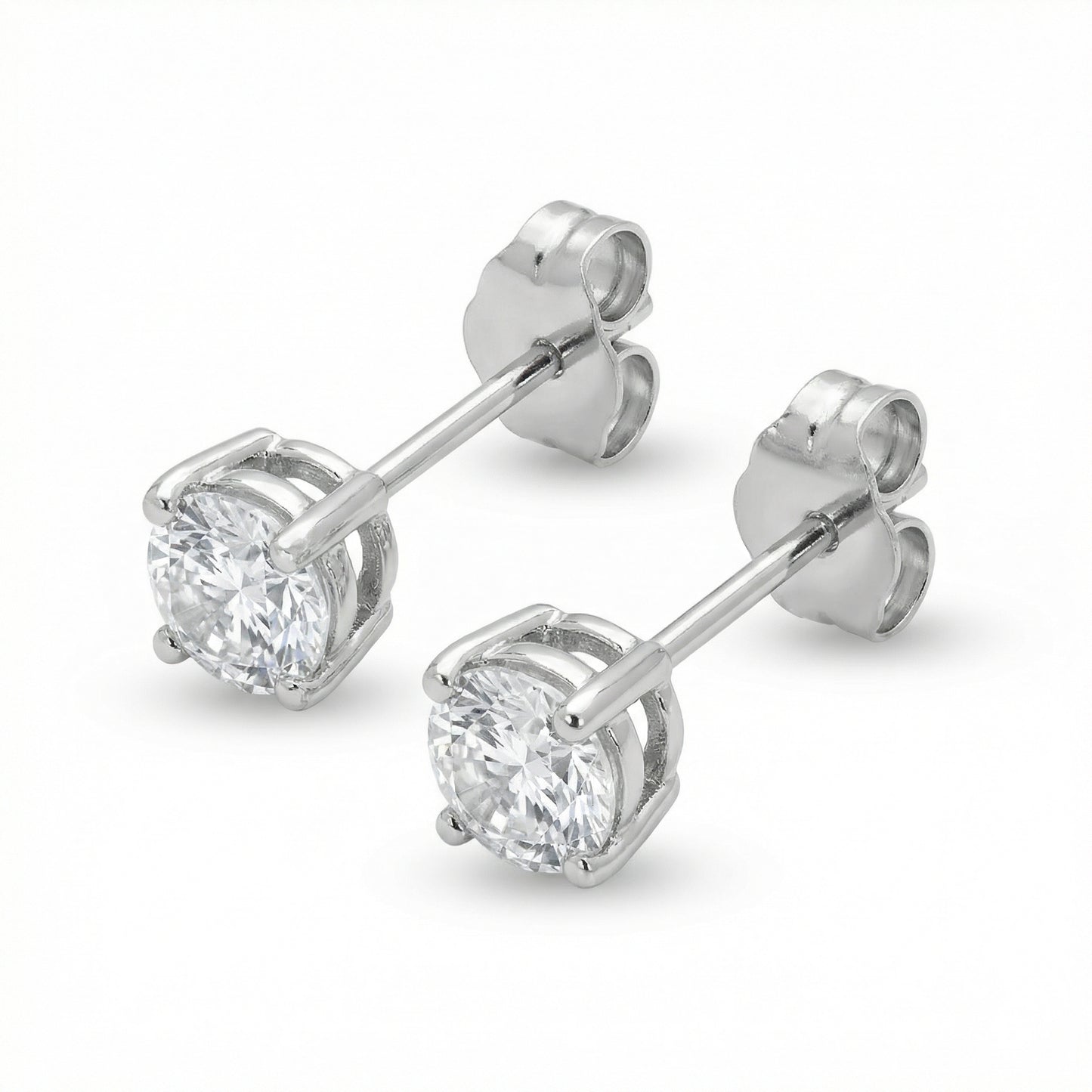 4 Claw Lab Grown Diamond Solitaire Stud Earrings - 18ct White Gold