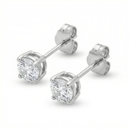 4 Claw Lab Grown Diamond Solitaire Stud Earrings - 18ct White Gold