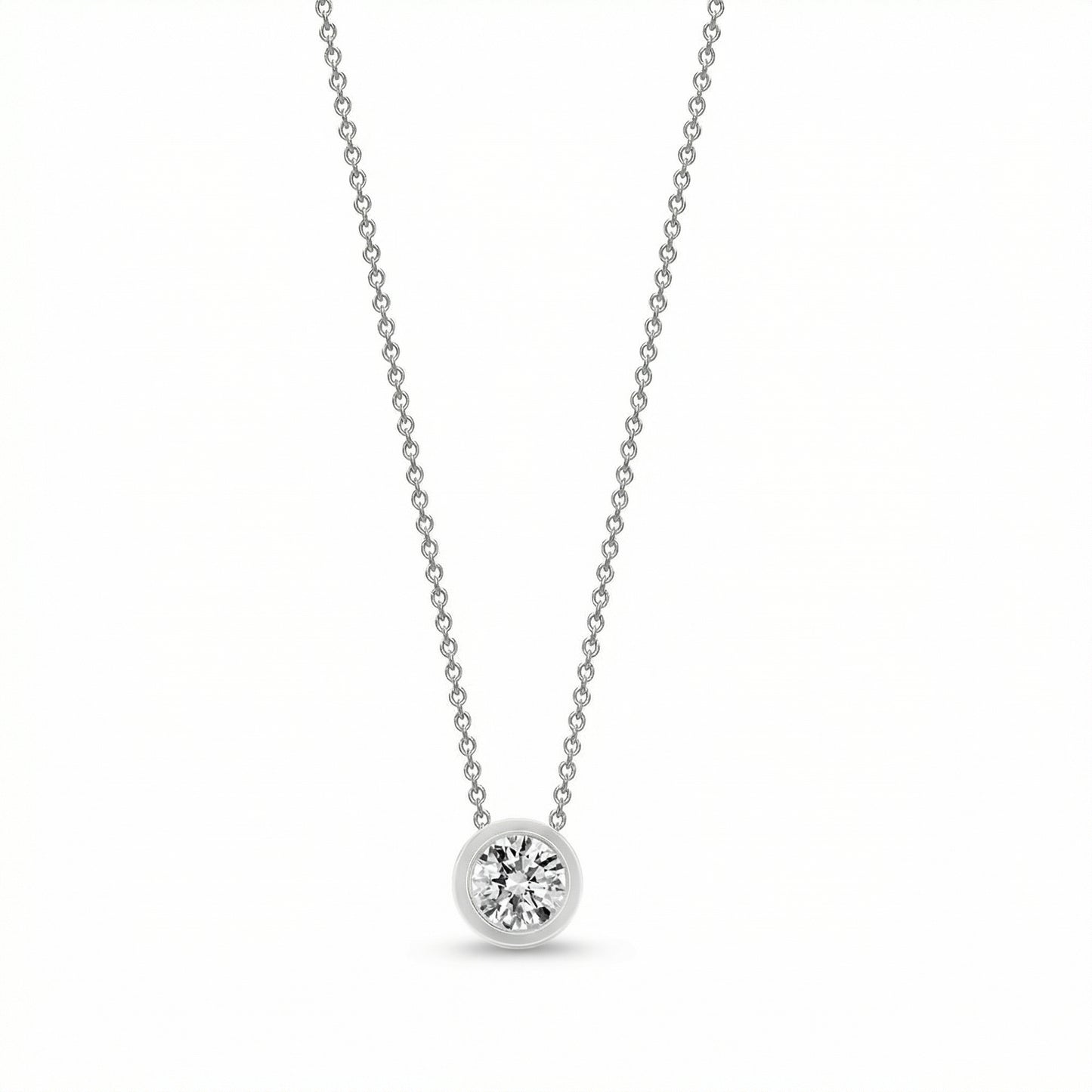Lab Grown Diamond Rubover Diamond Pendant - 18ct White Gold