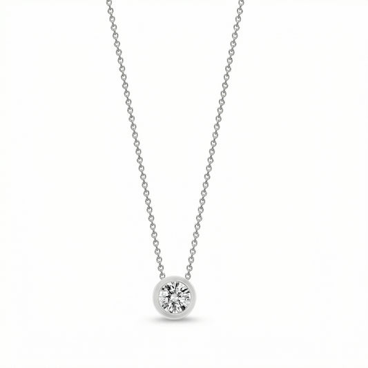 Lab Grown Diamond Rubover Diamond Pendant - 18ct White Gold