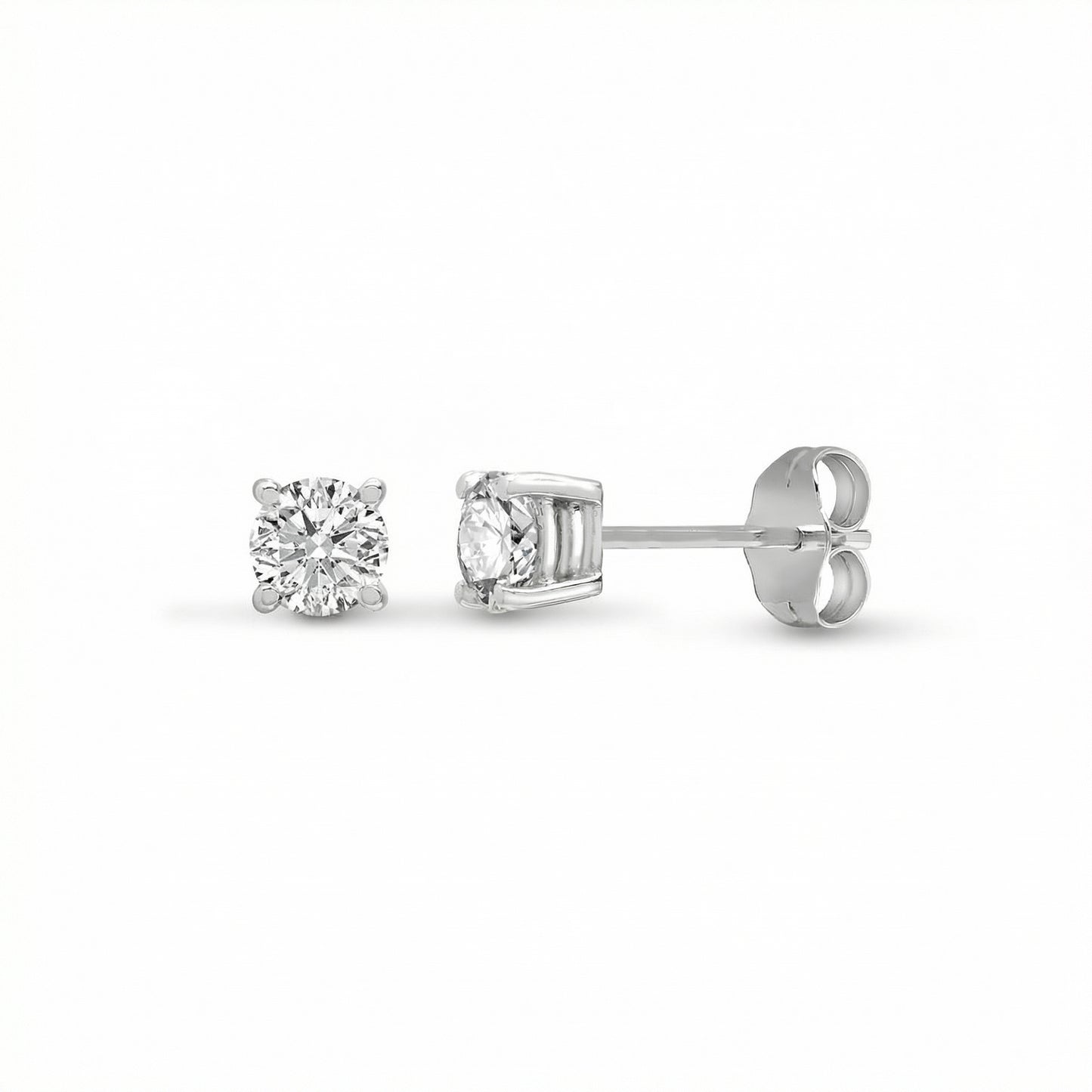 4 Claw Lab Grown Diamond Solitaire Stud Earrings - 18ct White Gold