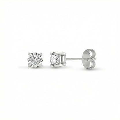 4 Claw Lab Grown Diamond Solitaire Stud Earrings - 18ct White Gold