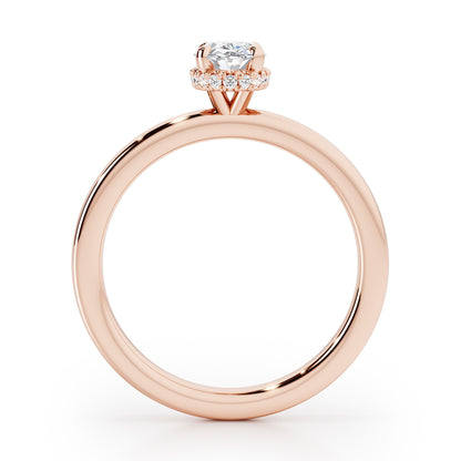 Classic Oval Cut Hidden Halo Engagement Ring - 2ct+, E/F, VVS - 18ct Rose Gold