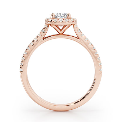 Cushion Cut Halo Engagement Ring with Diamond Shoulders - 2ct+, E/F, VVS - 18ct Rose Gold