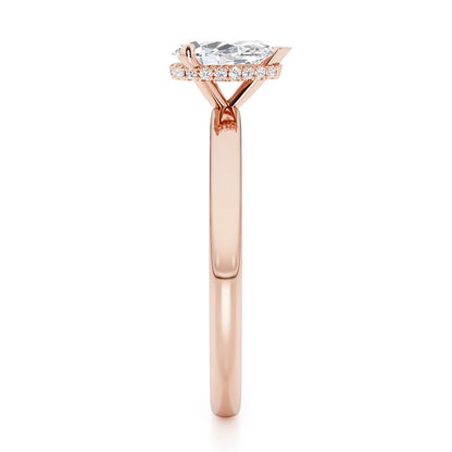 Pear Cut Hidden Halo Engagement Ring - 2ct+, E/F, VVS - 18ct Rose Gold