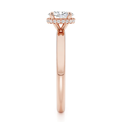 Classic Oval Cut Hidden Halo Engagement Ring - 2ct+, E/F, VVS - 18ct Rose Gold