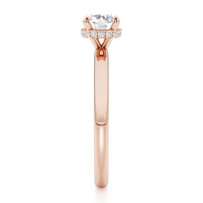Classic Round Cut Hidden Halo Engagement Ring - 2ct+, E/F, VVS - 18ct Rose Gold